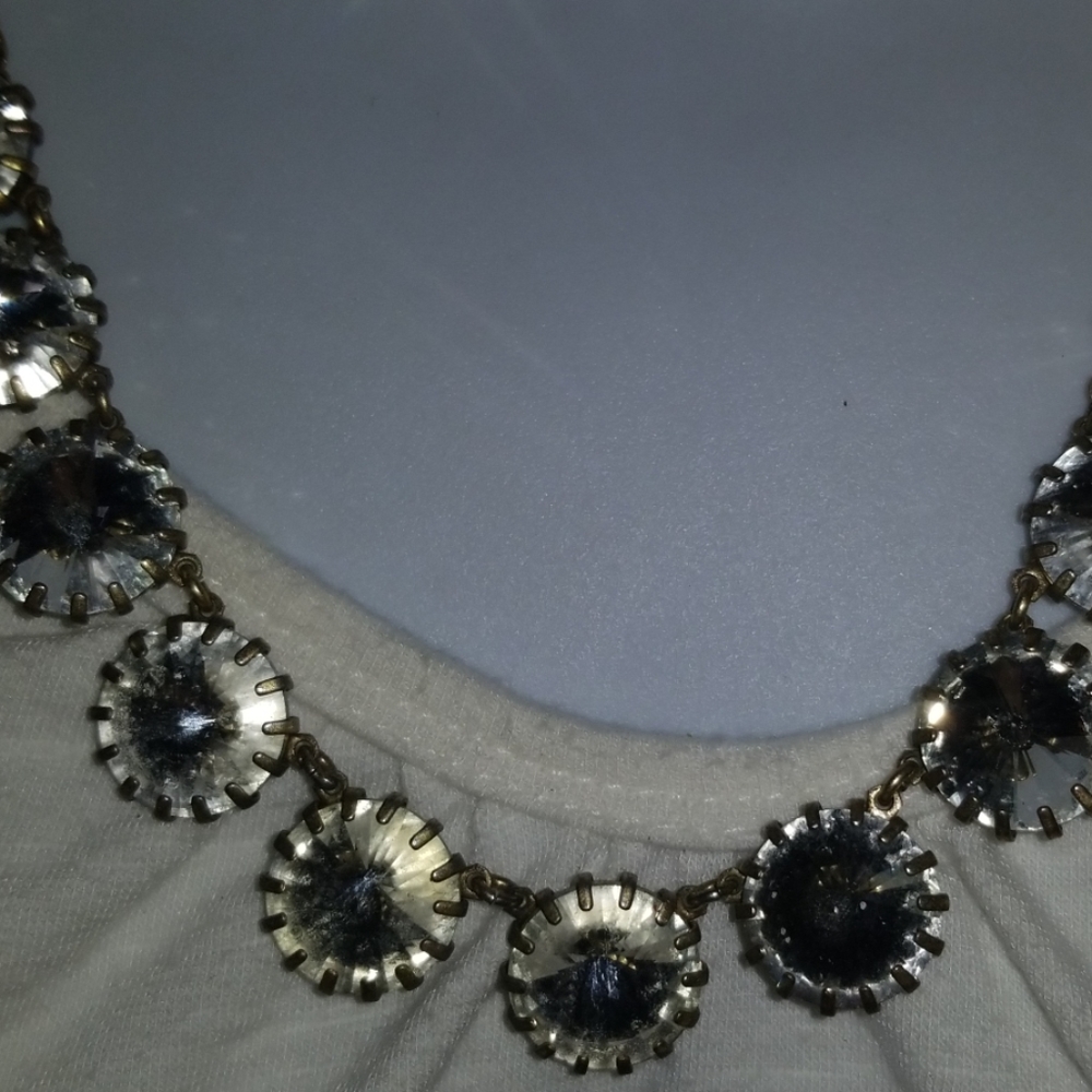 J Crew Signed Necklace Silver Tone Rhinestone - Picture 3 of 8